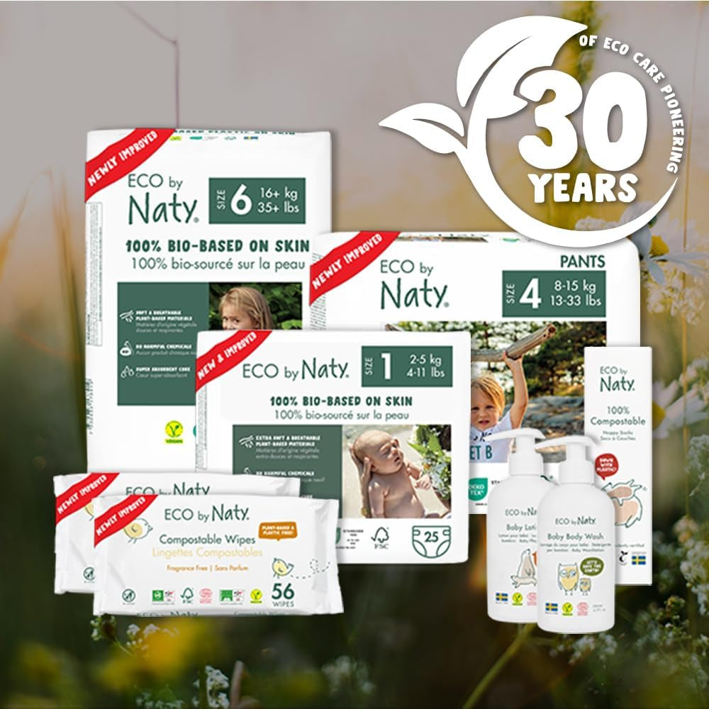 Pannolini Eco Eco by Naty Baby Eco Pannolini - pannolini biologici premium, ecologici, realizzati con materiali a base vegetale, ideali per la pelle sensibile del bambino (taglia 5 - 80 pezzi)