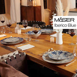 MÄSER 934017 Iberico Blue Servizio da tavola per 4 persone, 12 pezzi, stile moresco, vari design vintage in bianco e blu, ceramica