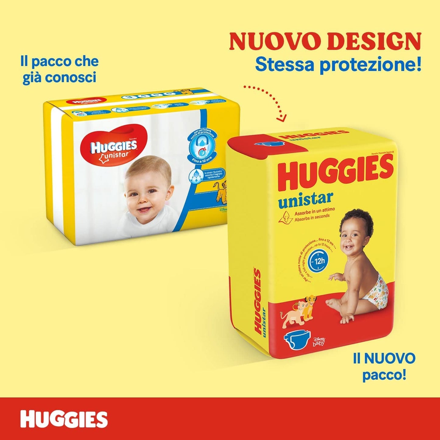Pannolini Huggies Unistar, taglia 4 (7-14 kg), confezione da 128 pannolini (base)