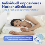 Cuscino di supporto per il collo in visco Maximex, Cuscino di supporto traspirante con imbottitura in schiuma ergonomica, Cuscino di supporto per il collo regolabile in altezza e altezza per un sonno ristoratore, Con aloe vera Cuscini standard Naty Shop