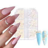 GZMAYUEN Nail Art Perle Micro Caviar Per Nägel, 0.3-3Mm Goldene Silber Mini Caviar Strasssteine, Weiß Beige Mini Nägel Perle Mikroperlen Dekor Per Nägel