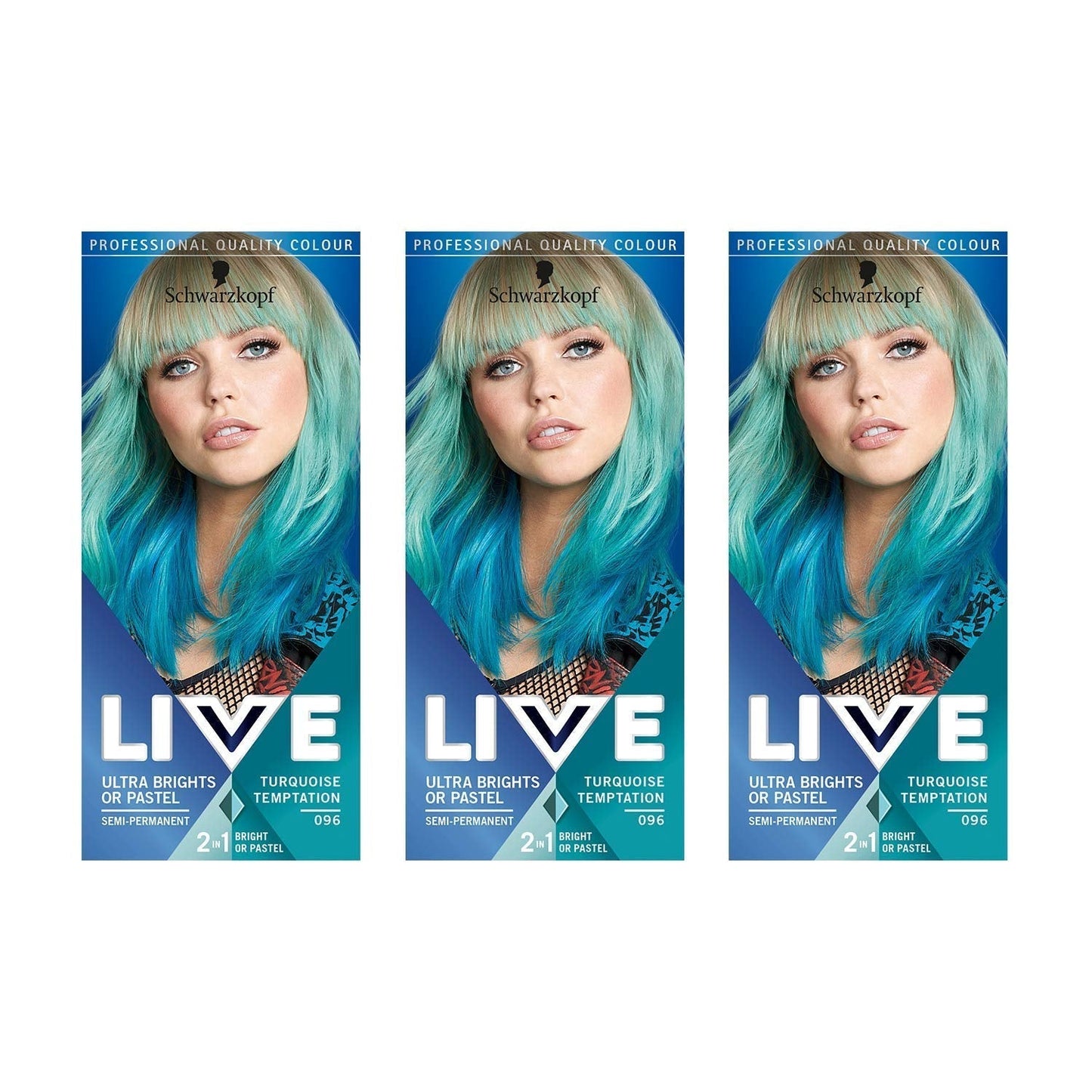 Tintura per capelli Live ultra brillante o rosso pastello 3 pezzi Colore semipermanente che dura fino a 15 lavaggi - 092 Pillar Box Tintura per capelli rossa Naty Shop Temptation Turchese 150 ml (1 confezione)