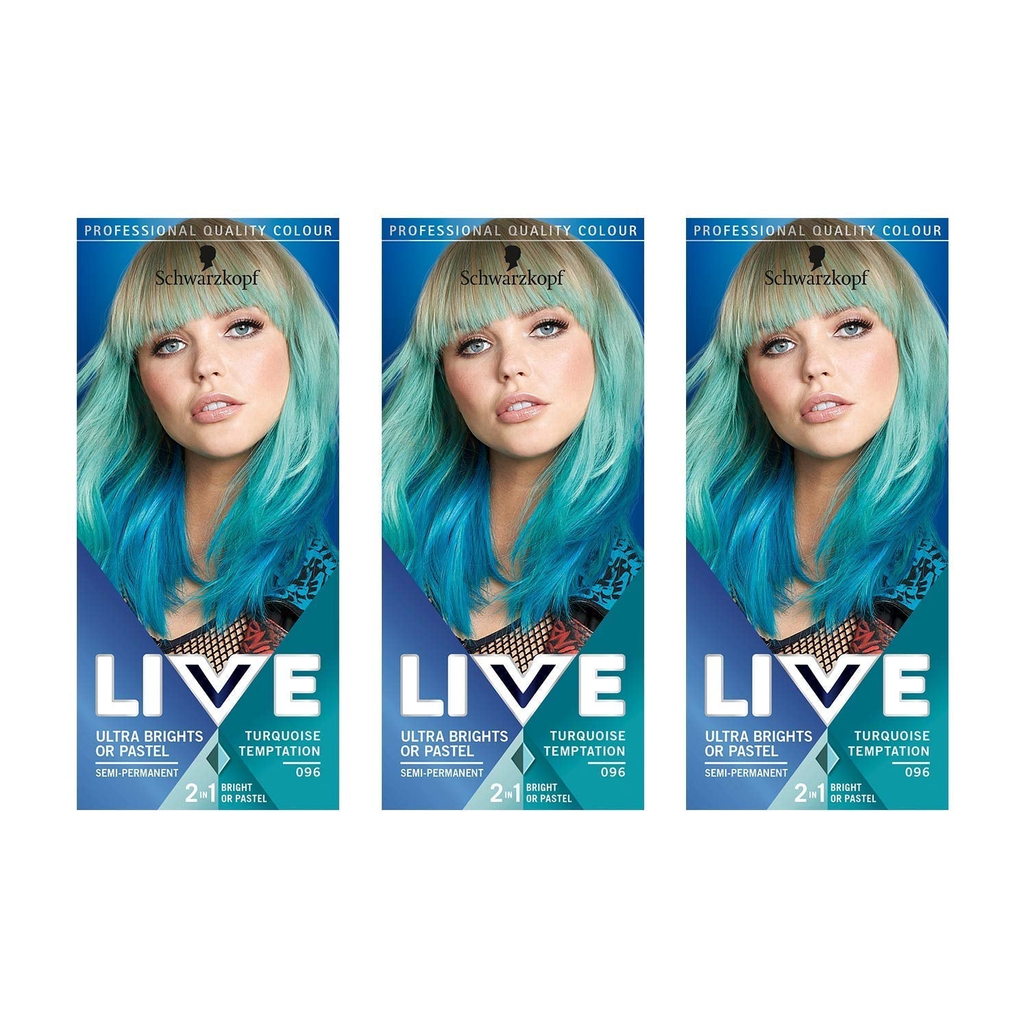 Tintura per capelli Live ultra brillante o rosso pastello 3 pezzi Colore semipermanente che dura fino a 15 lavaggi - 092 Pillar Box Tintura per capelli rossa Naty Shop Temptation Turchese 150 ml (1 confezione)