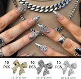 30 fiocchi per unghie in metallo, fiocchi color oro argento grigio, accessori per unghie, decorazioni per unghie per donne e ragazze, design per nail art