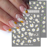 Adesivi per unghie Margherite bianche in rilievo 5D Adesivi per unghie Fiori Adesivi autoadesivi in ​​lamina di fiori Adesivi per nail art Margherite Accessori per la decorazione delle unghie Adesivi di design floreale Nail Art