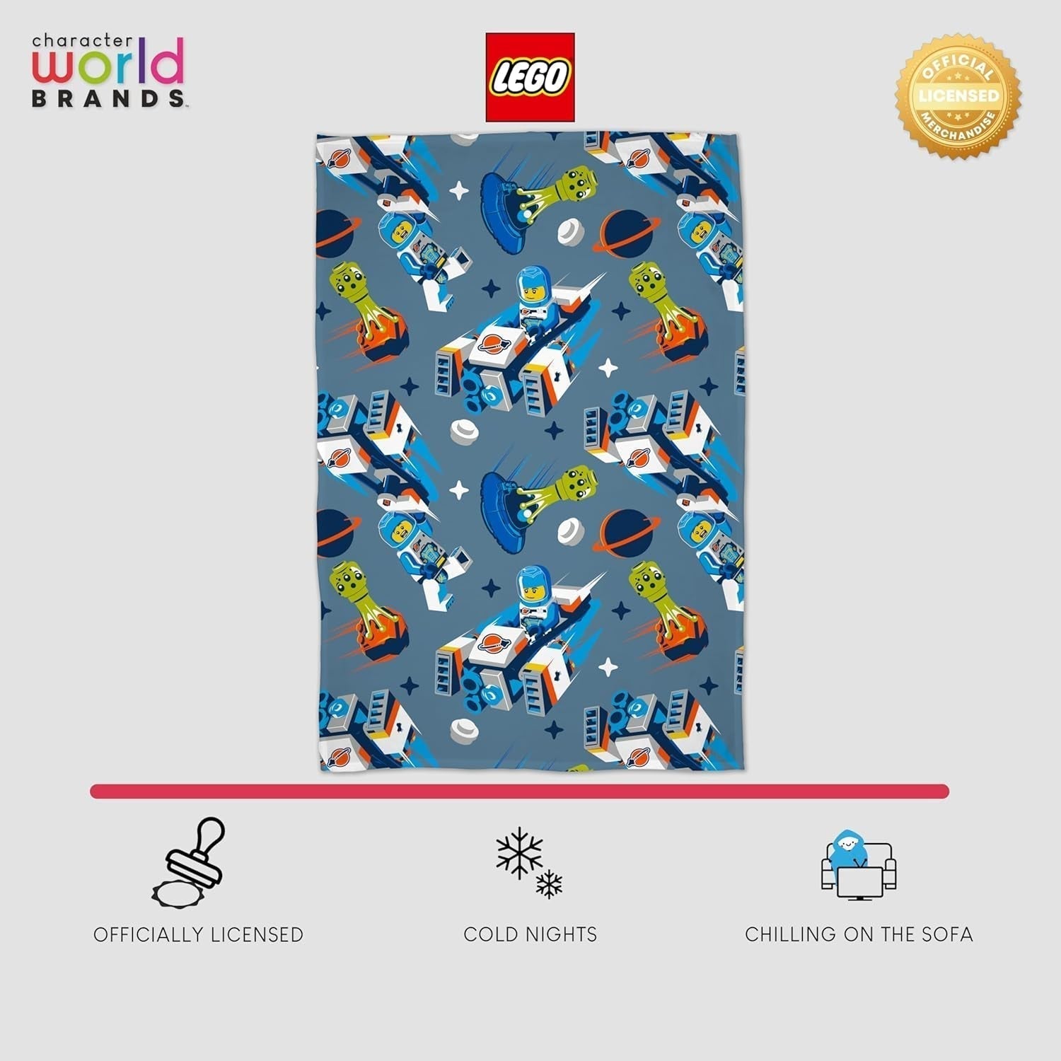 Coperta in pile ufficiale LEGO® City di Character World, morbidissima, calda coperta blu, design Cityspace, perfetta per la camera da letto, il campeggio e per dormire, letti e coperte da 100 x 150 cm Besuche den Character World-Store