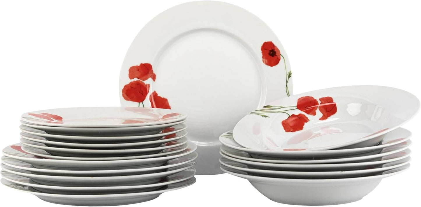 Servizio Piatti per 6 - 18 Pezzi - Servizio Piatti in Porcellana - Servizio Piatti Bianco - Set Piatti e Ciotole - Stoviglie Moderne - Piatti - Servizio da Tavola - Servizio Piatti per 6