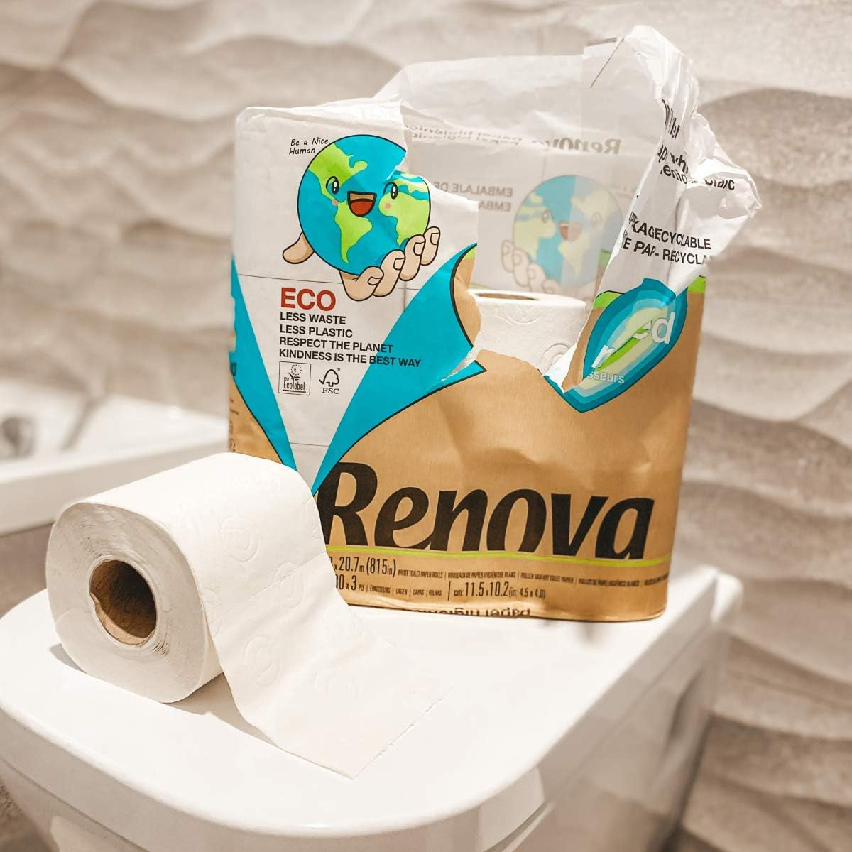 Carta igienica Renova 100% RICICLATA 9 rotoli, bianca, normale
