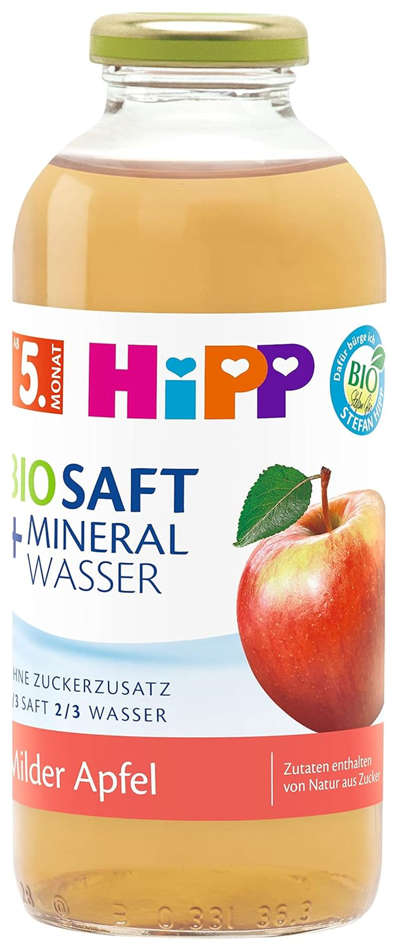 Hipp Bio-Saft + Mineralwasser Milder Apfel, confezione da 6 Er (6 X 0,5 L) Naty Shop Titolo predefinito