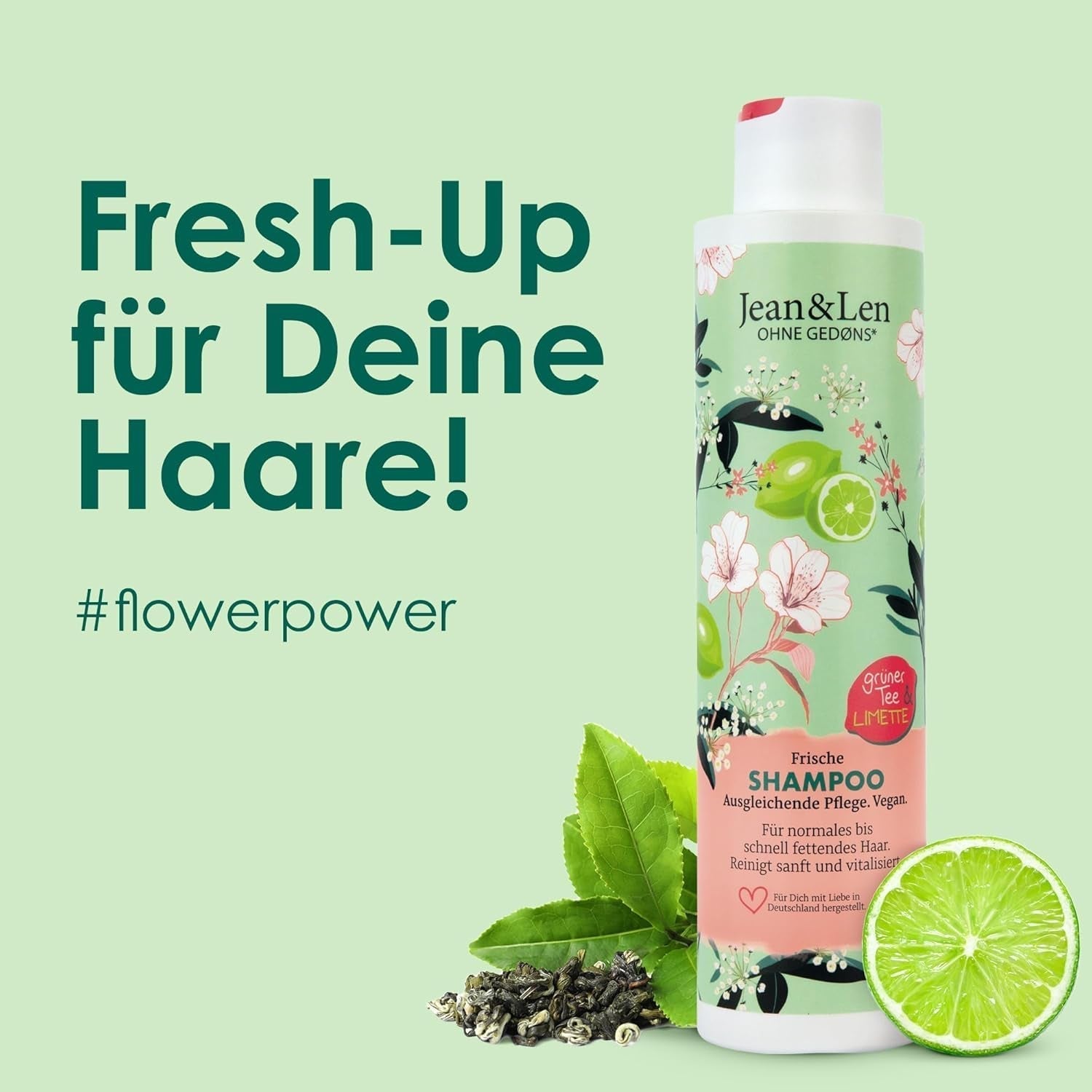 Jean & Len Green Tea & Lime shampoo idratante, per capelli da normali a grassi, 300 ml Doccia e bagno Jean & Len Green Tea & Lime