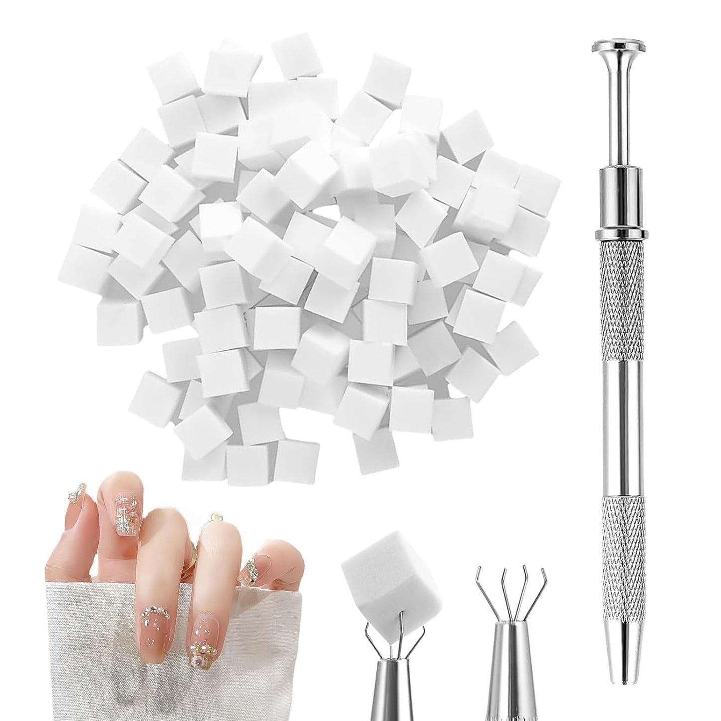 100 Stk Nail Art Schwamm con metallo, decorazioni per unghie, Baby Boomer, opera di rendering con blocchi di greifer, manicure gradiente Nail Art Schwamm, per set di pin, Nägel, decorazioni per unghie design