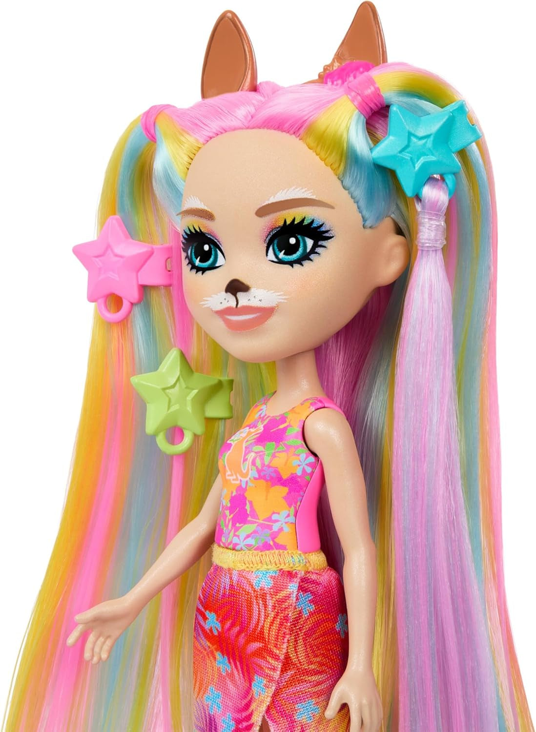Bambole Enchantimals, Bambola Deluxe con Capelli Sunshine Beach e Amico Animale, Bambola Piccola con Gonna Staccabile e Accessori, Regali per Bambini, HTJ70 Naty Shop Dolls
