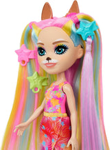 Bambole Enchantimals, Bambola Deluxe con Capelli Sunshine Beach e Amico Animale, Bambola Piccola con Gonna Staccabile e Accessori, Regali per Bambini, HTJ70 Naty Shop Dolls