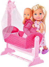 Simba 105736242 - Evi Love Doll Cradle 2 assortiti Evi come tata con culla e bambola alla moda da 12 cm per 3 anni e oltre