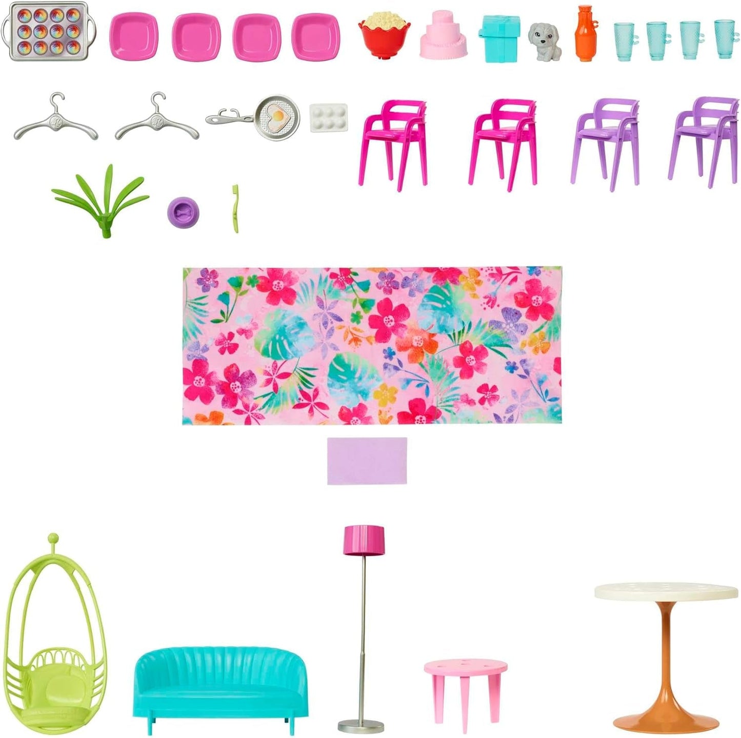 Barbie Holiday House (116 x 77,9 cm), casetta da gioco a 6 posti, completamente arredata con accessori, mobili e ascensore, pieghevole e riponibile, bambola, regalo per bambini dai 3 anni in su, HCD50