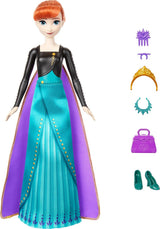 Mattel Disney The Ice Queen Anna Fashion Doll Set, Spin & Reveal con 11 sorprese, inclusi 5 accessori, 5 adesivi e una scena di gioco, ispirata al film Disney, HXD27 Naty Shop Dolls