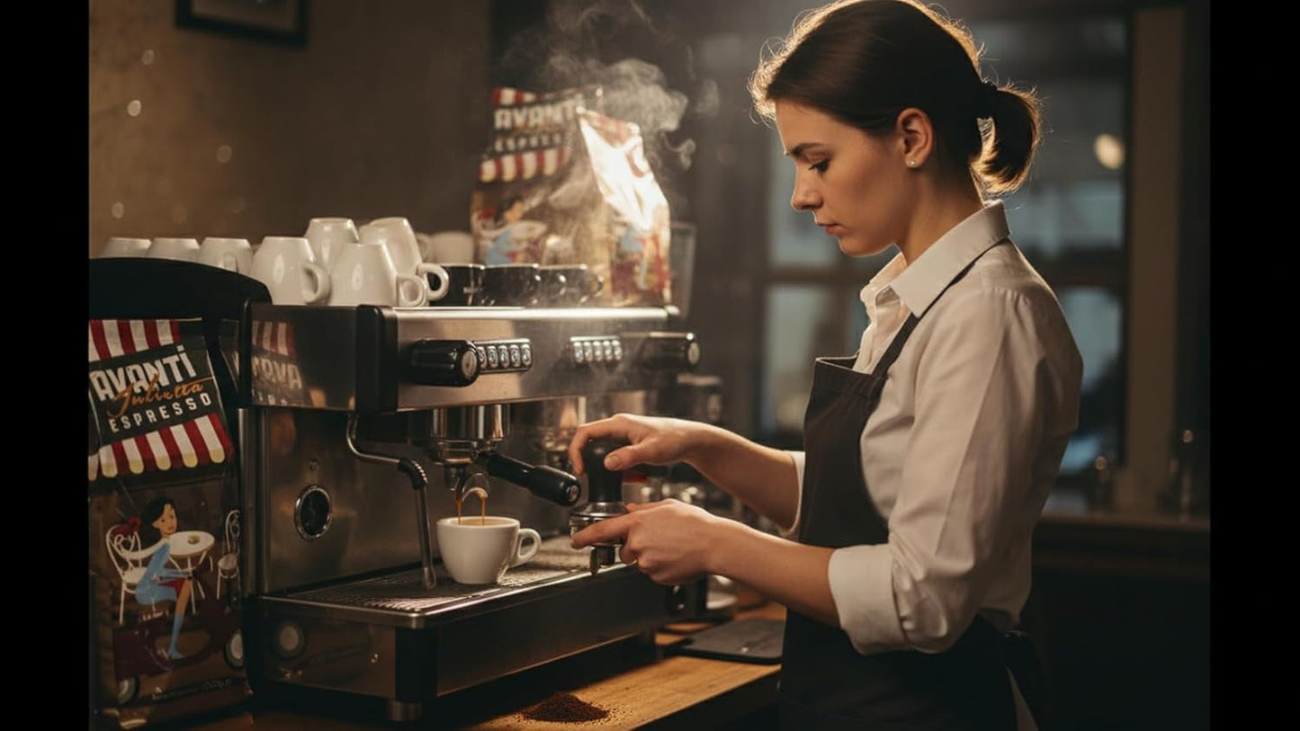 AVANTI Julietta Caffè espresso in grani, 500g, 70% Arabica 30% Robusta, tostatura tradizionale a tamburo