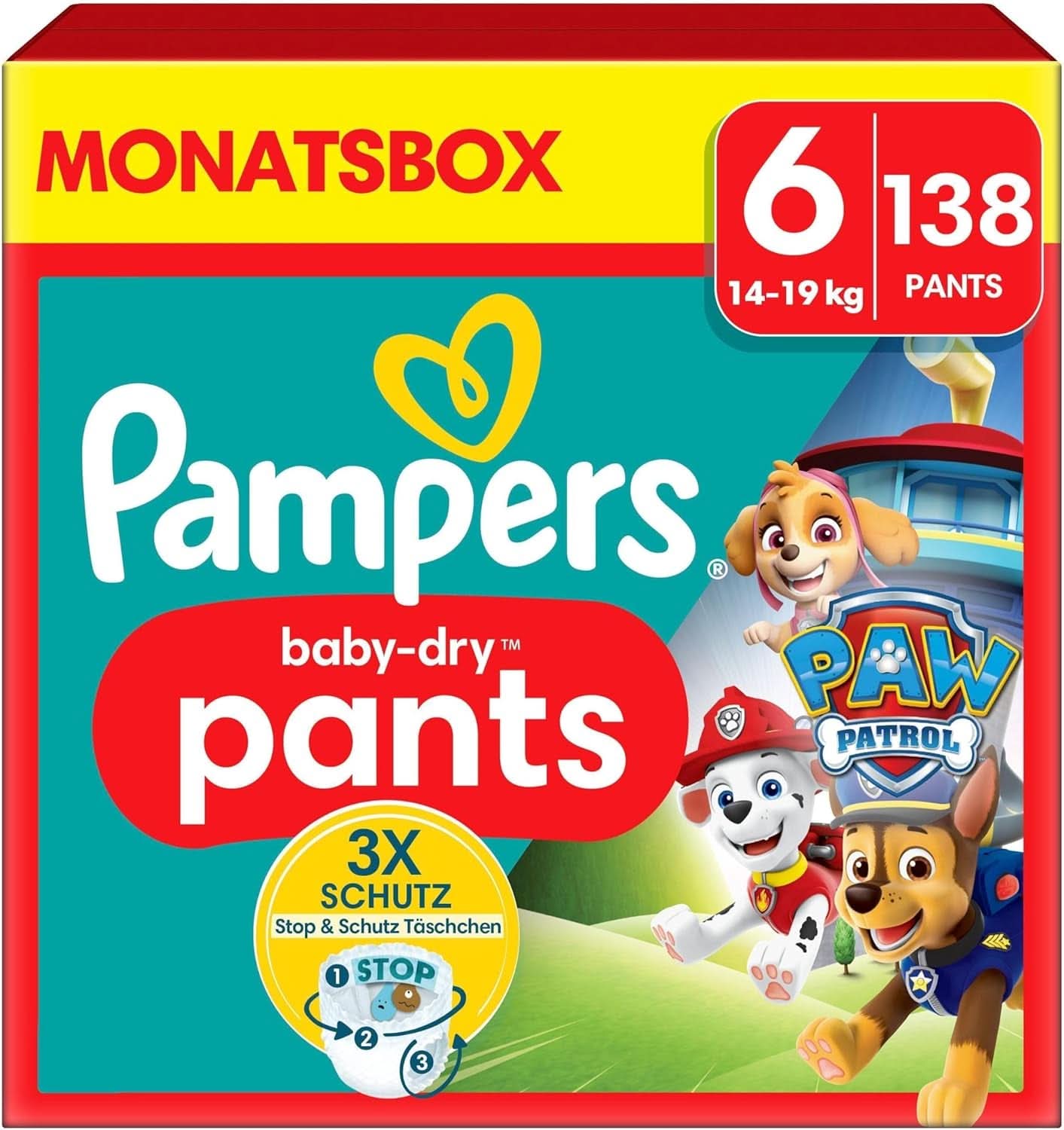 Pannolini Pampers Paw Patrol Pants taglia 5 (12-17Kg) Baby-Dry, Junior con tasca Stop e Protect, BOX MENSILE, 160 pannolini Naty Shop