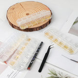 Portachiavi per unghie Set da 4 scatole - 48 tipi di portachiavi per unghie 3D in oro e argento (farfalle, fiori, perle, ecc.) + pinzette e penna - Per unghie in gel e acrilico fai da te | Ideale per salone di bellezza e casa