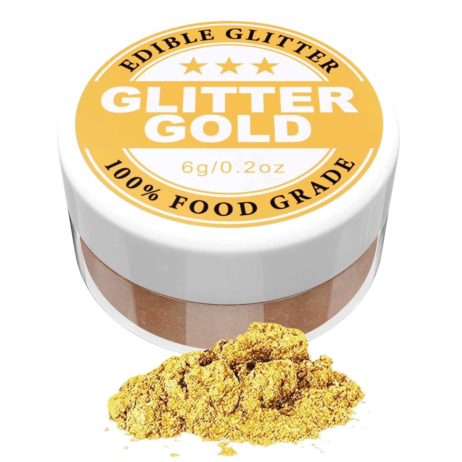 Glitter commestibili - Colorante alimentare in polvere 6G per cioccolato, fragole, muffin, torte, fondente (Oro)