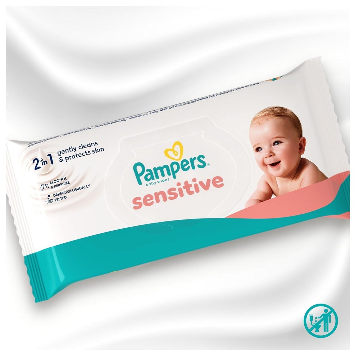 Salviettine umidificate Pampers Sensitive, 6 confezioni da 80 salviette = 480 salviette, senza profumo, per una pulizia delicata e delicata