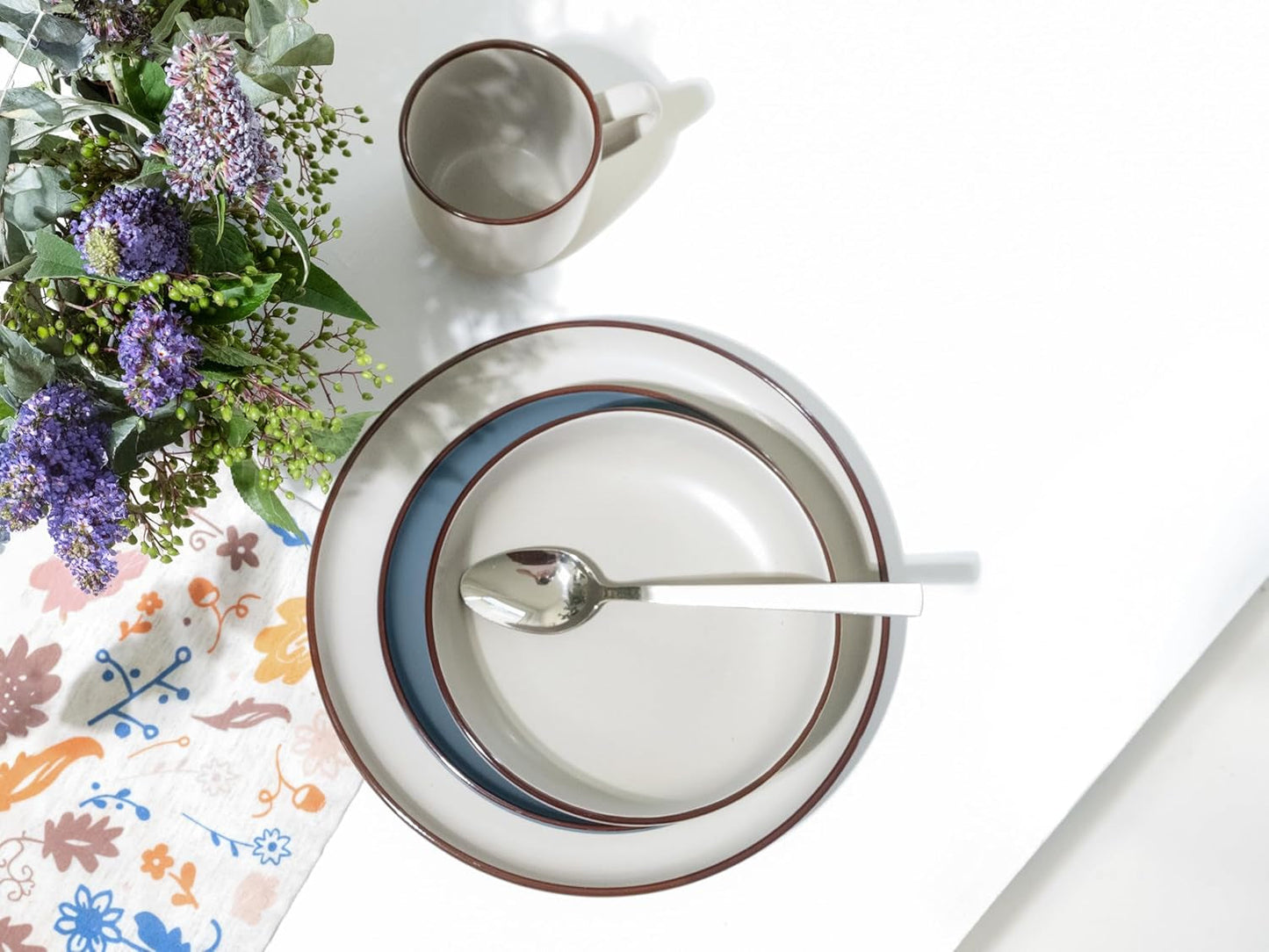 CreaTable, 21016, serie Modern Scandic Blue-Grey, set di stoviglie da 16 pezzi, servizio combinato in porcellana, lavabile in lavastoviglie e adatto al microonde, produzione di qualità