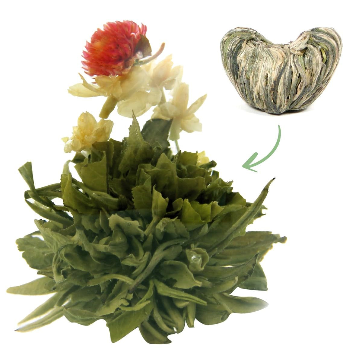 Lingotto d'oro fiori di tè 1 pezzo 6 g | Foglie di tè verde | Fiori di gelsomino | Creeper europeo | Tè verde Tè ai fiori | Fiori di tè verde | Ideale per gli amanti del tè