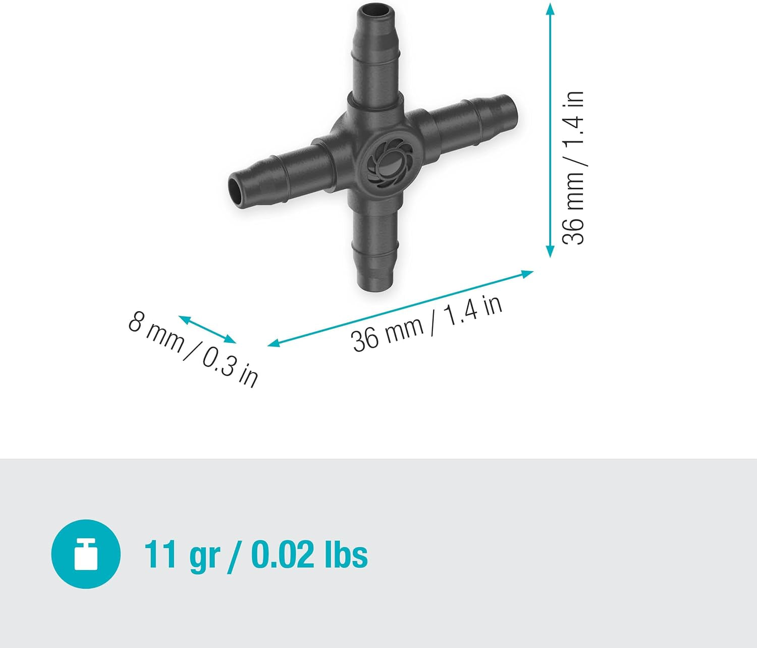 Gardena Micro-Drip-System - Collegamento trasversale 4,6 mm (3/16 pollici): accessorio per distribuzione ramificata e ali gocciolanti, installazione senza attorcigliamenti con tecnologia di connessione Easy & Flessibile (13214-20)