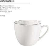 MÄSER Serie Felise, elegante servizio da caffè per 6, senza tempo, bordo nero, porcellana, bianco