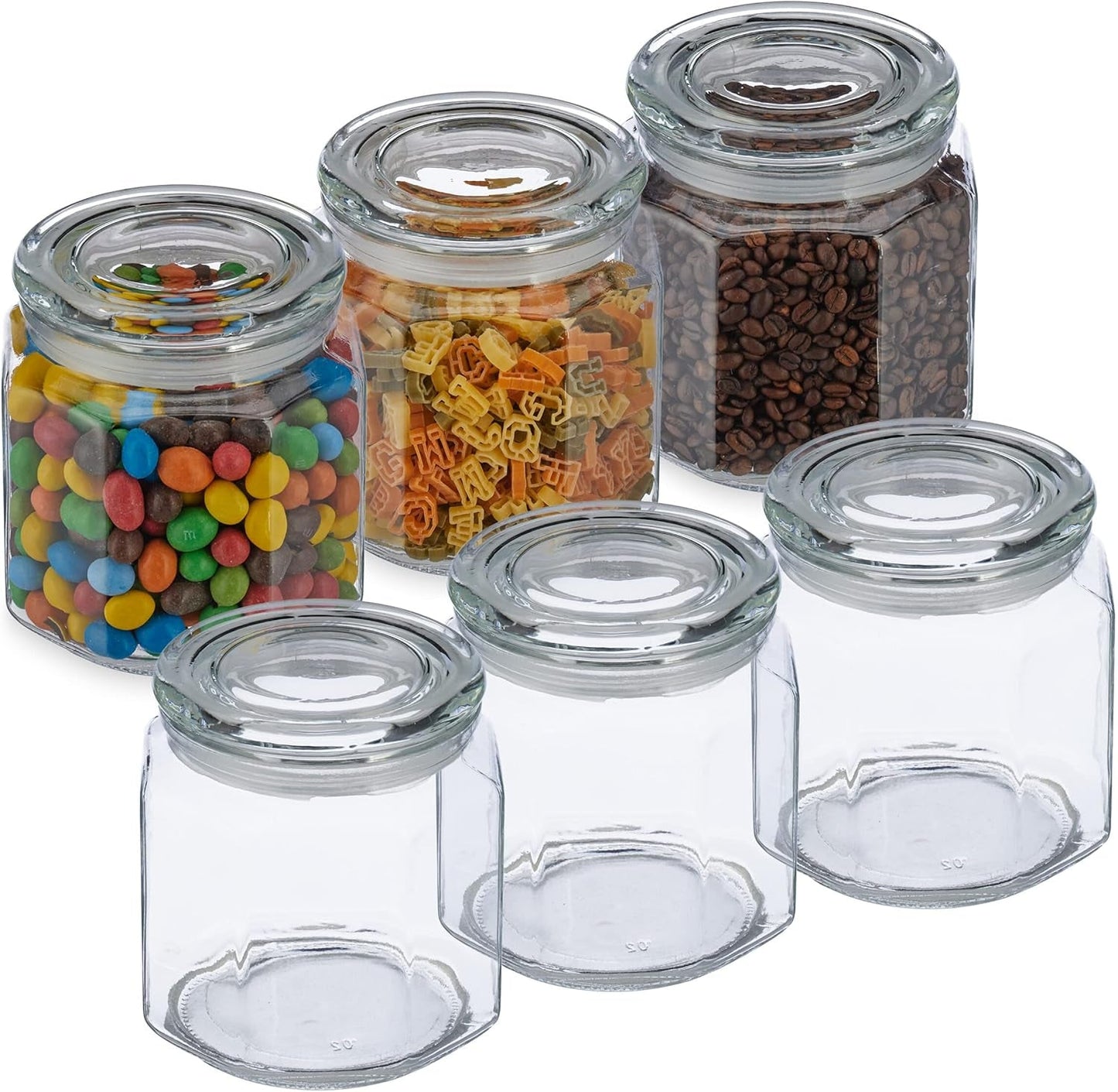 Relaxdays Barattoli con Coperchio Set di 6 Barattoli in Vetro Ottagonali da 1,3 Litri Contenitori in Vetro ermetici Scatole Trasparenti per Alimenti Naty Shop Titolo predefinito