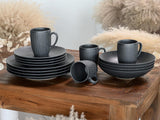 CreaTable, 20537, serie Vesuvio Black, set di stoviglie da 16 pezzi, servizio combinato in porcellana, lavabile in lavastoviglie e adatto al microonde, prodotto in Portogallo