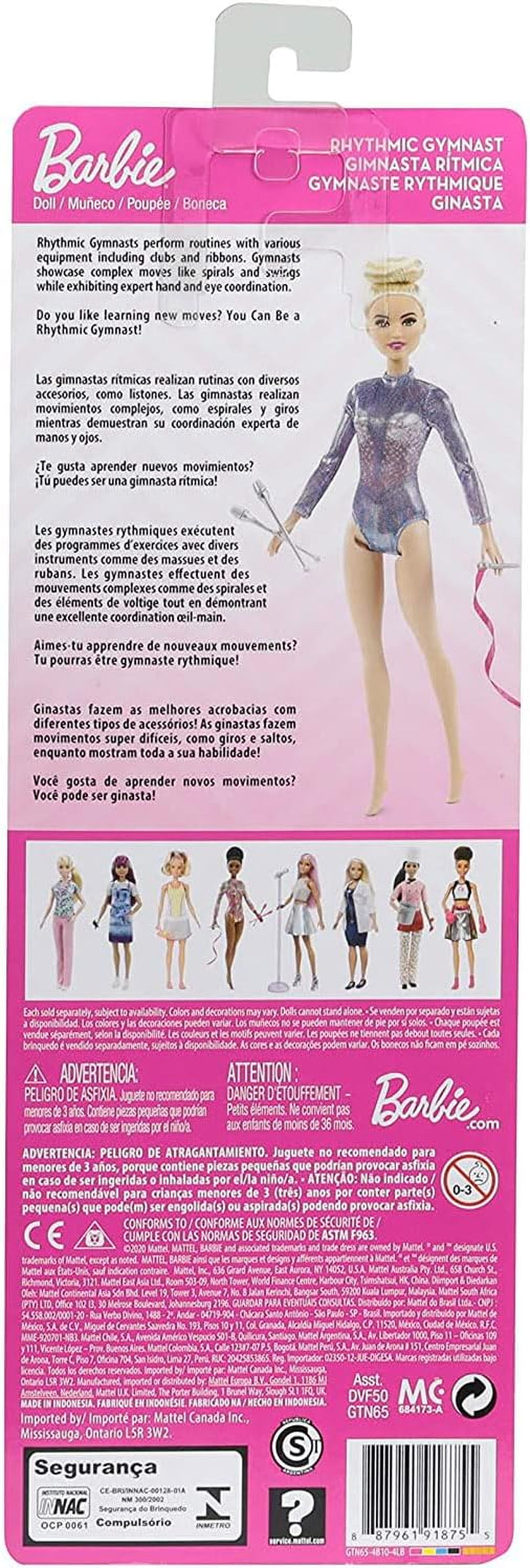 Barbie Serie You Can Be Anything Capelli Biondi Ginnastica Ritmica Accessori Bambola Inclusa Giocattolo Regalo per Bambini Età 3+ GTN65