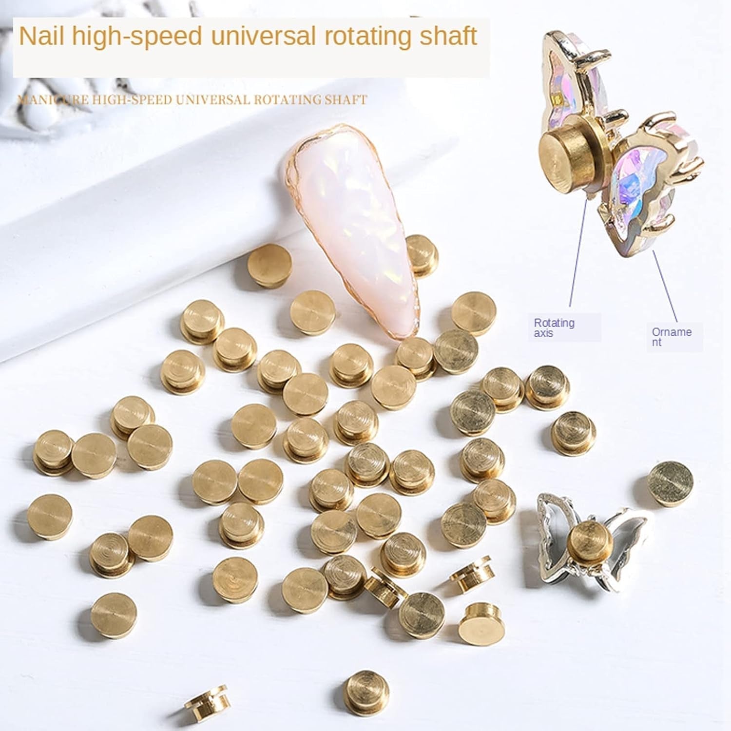 Ciondolo rotante per nail art, 20 pezzi Ciondoli per unghie rotanti Cuscinetto rotante per unghie per design per nail art Fai da te Strumenti Strumenti