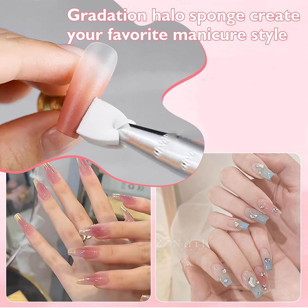 Pezzi di pittura per nail art, 100 pezzi di nail art con metallo, accessori per unghie in spugna, perni per unghie, accessori per manicure per unghie, con una varietà di motivi per nail art sfumati Zu Ersetlen