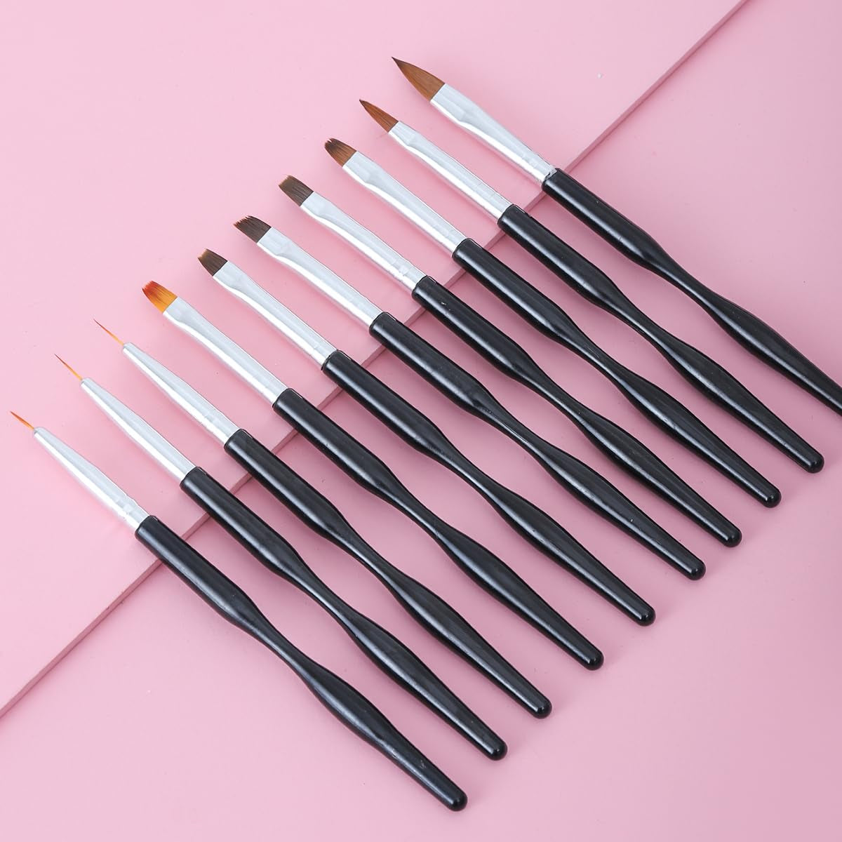 Set di spilli per nail art, 10 pezzi Nageldesign Malerei Pinsel, Pinsel professionali per nail art, Nail Fine Liner Pinsel, Schwarz