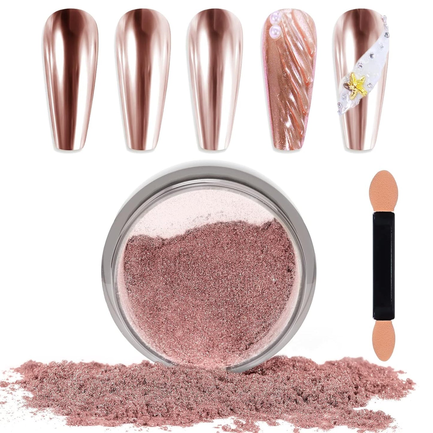 Chrome Nagel Pulver Spiegel Effekt Metallic Staub Holographische Glitter Glasierte Maniküre Dekoration Pigment riflettente per lo smalto gel fai da te Nail Art, Harz Handwork, Geschenke Für Gold