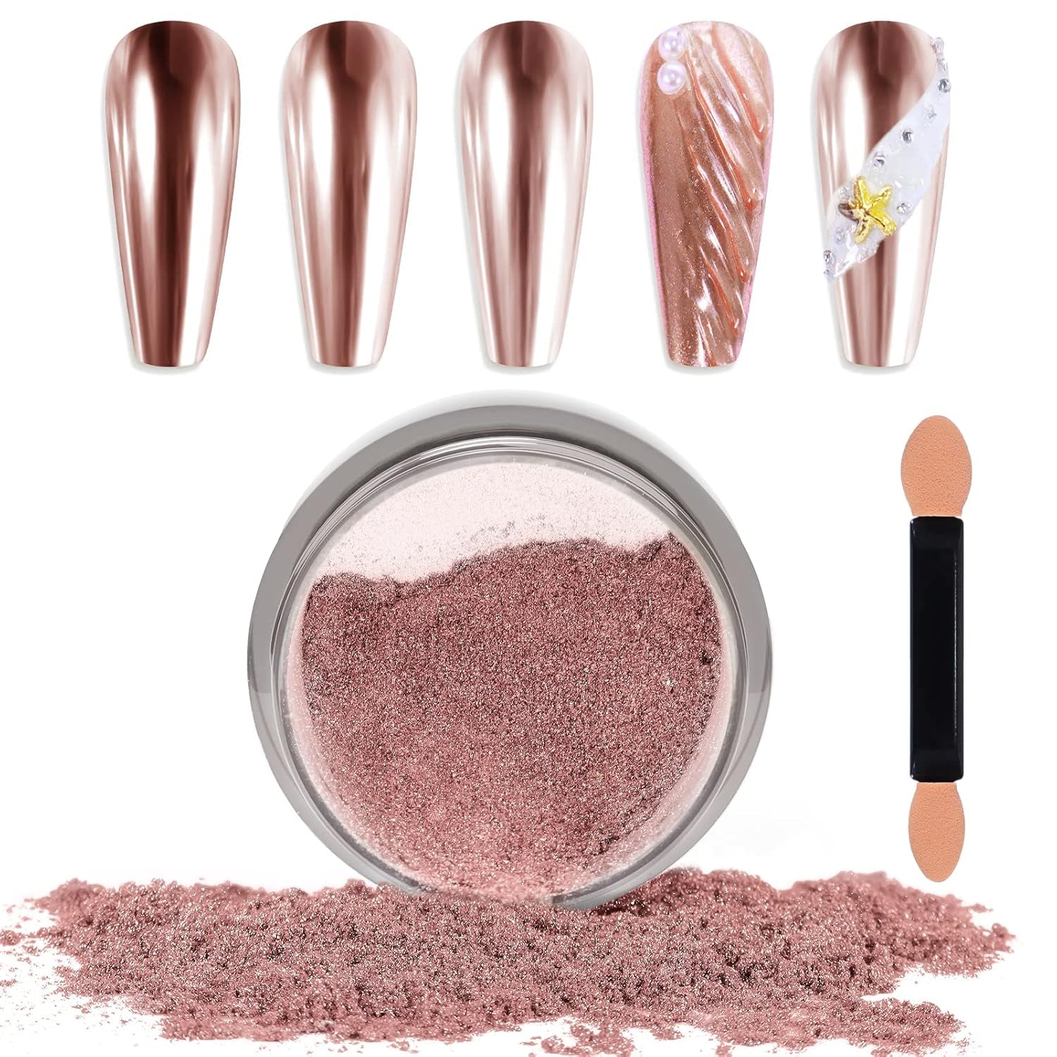 Chrome Nagel Pulver Spiegel Effekt Metallic Staub Holographische Glitter Glasierte Maniküre Dekoration Pigment riflettente per lo smalto gel fai da te Nail Art, Harz Handwork, Geschenke Für Gold