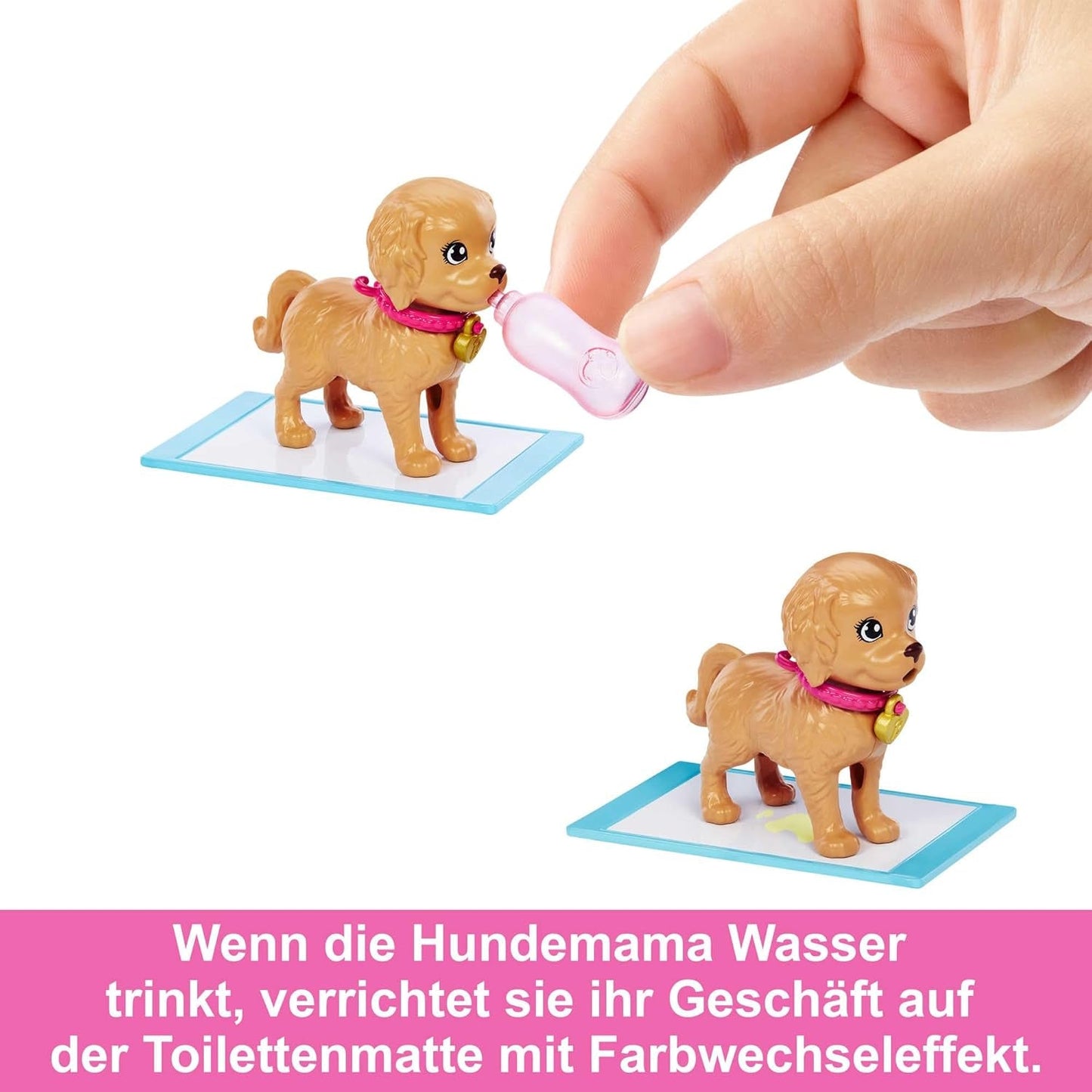 Barbie Puppy Adozione - Bambola e 2 cuccioli, con certificati di adozione, effetto cambio colore, gabbia e accessori, per bambini dai 3 anni in su, HKD 86