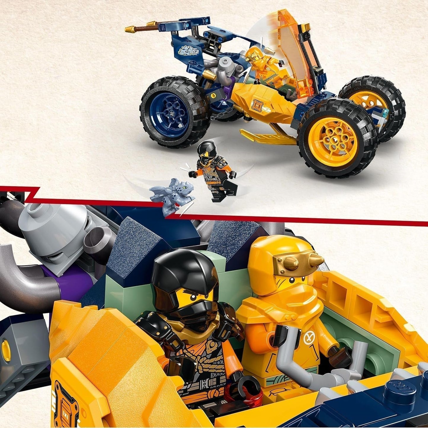 LEGO NINJAGO Buggy fuoristrada Ninja di Arin, giocattolo Ninja con auto, drago e 4 mini personaggi, modello di buggy set avventura per bambini, regalo di compleanno per ragazzi e ragazze di 7 anni 71811 Set da costruzione Beuche den LEGO-Store