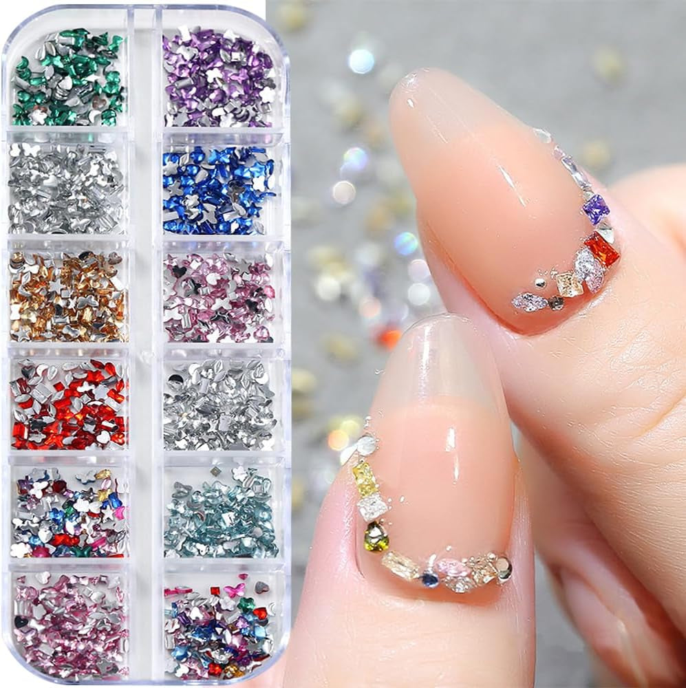 2000 pezzi Bunte Strasssteine ​​​​Nägel Glitzersteine ​​​​Ciondoli per unghie Nail art Edelsteine ​​​​Nagel Steine ​​​​Glitzer Steine ​​​​Nagel Charms Nägel Zubehör Kristalle Diamant Nageldesign Strass Nail Art Strass Nail Gems