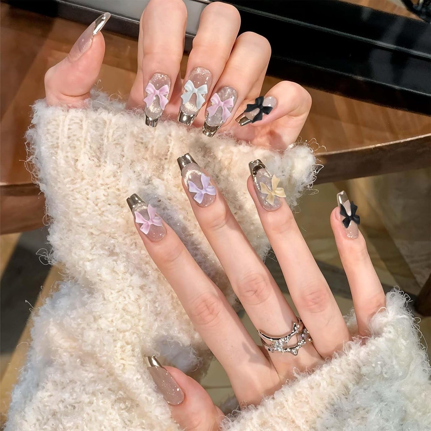 Set di decorazioni per unghie 3D da 100 pezzi Schleifen Nagelanhänger Nagelkunst Dekorationen Schleife Für Acrylnägel, Süße Kawaii-Schleifenanhänger, Hübsche Nagel-Schleifenanhänger-Dekoration