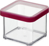 Rotho Loft Set di 5 Barattoli con Coperchio, Varie Misure, Plastica Alimentare (PP) Senza BPA, Trasparente/Rosso, (21,4 x 21,4 x 23,5 cm) Naty Shop Scatole per Alimenti Quadrati da 0,5 L