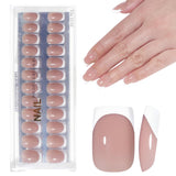 Unghie French Autoadesive Rosa Chiaro - 32 Pezzi Colla per Unghie French - Unghie Finte Corte Quadrate - Colla Traspirante su Unghie Artificiali - Unghie Finte a Copertura Completa per Donne (Rosa Chiaro)