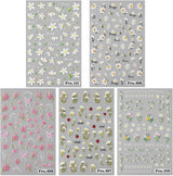 5 pezzi Geprägte Gänseblümchen Nagelsticker Selbstklebend Blumen Nagelaufkleber Gänseblümchen Schmetterling Nagel Sticker Nageldesign Aufkleber Nägel Zubehör Blume Nail Sticker Flower Nail Art Stickers