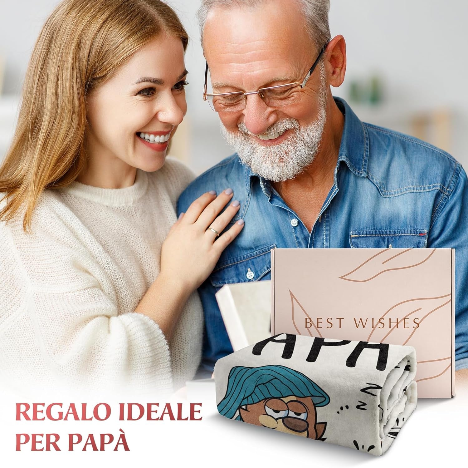 Regalo per papà Musaecoin, regalo di compleanno per papà, idee regalo per papà, regali per papà, coperta di flanella da 50-60 pollici, regalo di Natale per papà, regalo per la festa del papà Letti e coperte musaecoin