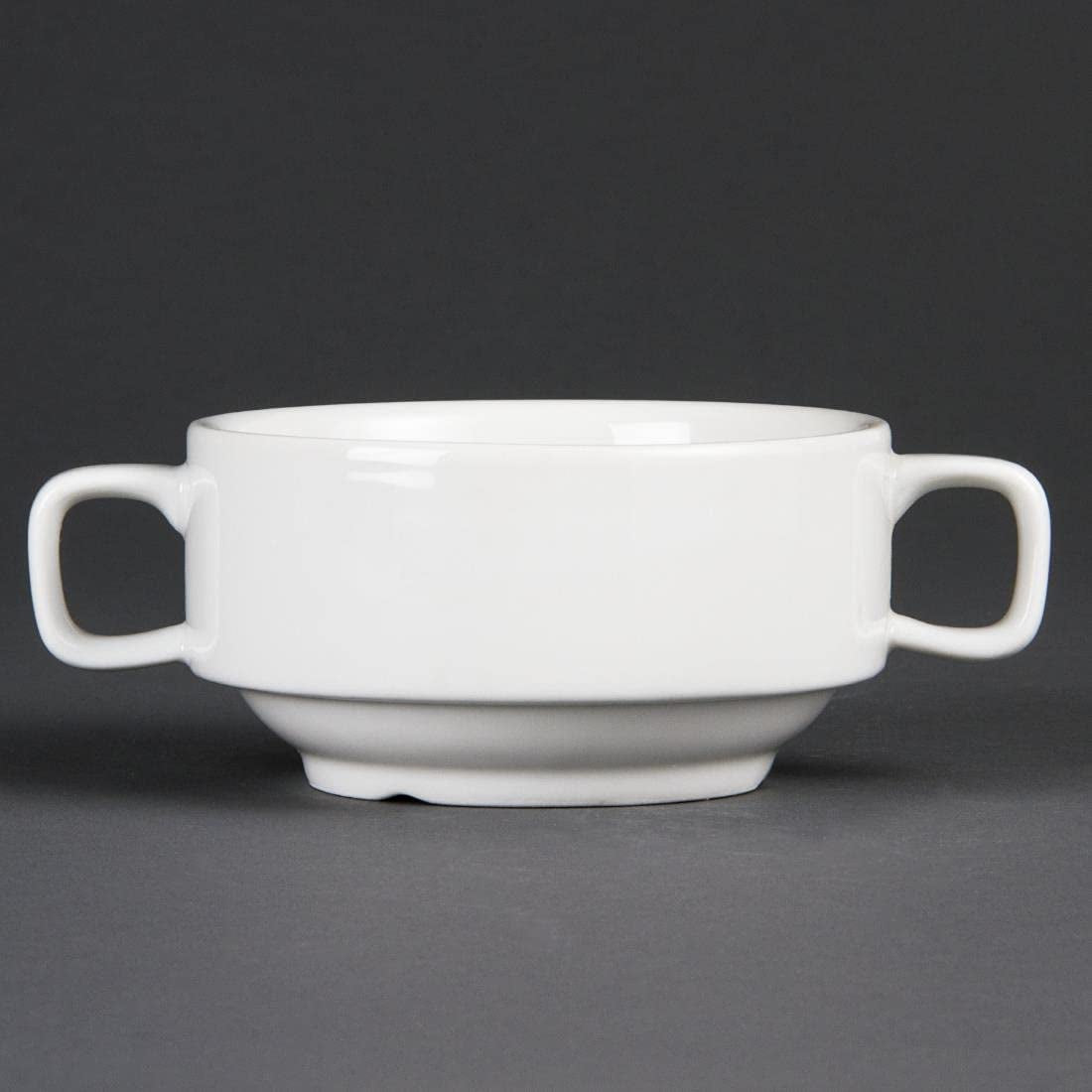 Olympia Whiteware Ciotole con manici 400 ml (6 pezzi) - lavabili in forno, microonde, congelatore e lavastoviglie C239