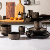Set di stoviglie per 6 persone LeRatio, set di stoviglie in porcellana da 18 pezzi, smalto reattivo, set di ciotole e piatti antigraffio, lavabile in lavastoviglie e adatto al microonde, stoviglie