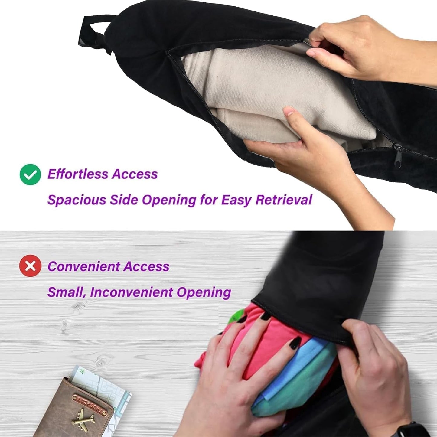 Bivpreom Cuscino da viaggio imbottito per collo, Cuscino da viaggio imbottito, Cuscino da viaggio imbottito, Imbottito con vestiti, Si trasforma in bagaglio extra senza bagaglio in eccesso Cuscini da viaggio Naty Shop
