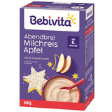Budino di riso con mele e porridge serale (4x500g), porridge di latte di 5 mesi, con preziosi minerali e vitamine, senza zuccheri aggiunti, molto saziante