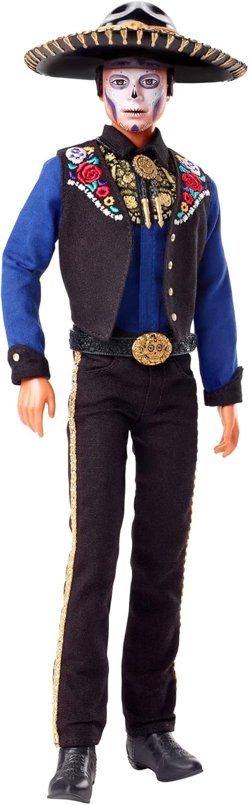Ken Barbie 2022 Día De Muertos Bambola con camicia, gilet e sombrero, pittura per il viso Calavera, regalo per collezionisti